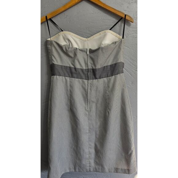 A. Byer Woman's Grey Black Striped Sleeveless Dress Big Bow in Front Size 9 - Picture 3 of 6